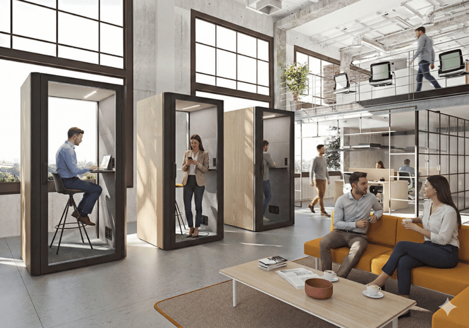 Cabinas acústicas Qyos en una oficina