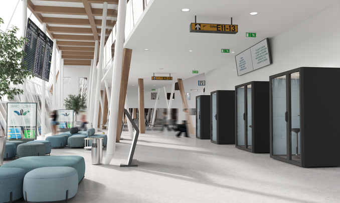 Cabines Qyos dans un aéroport